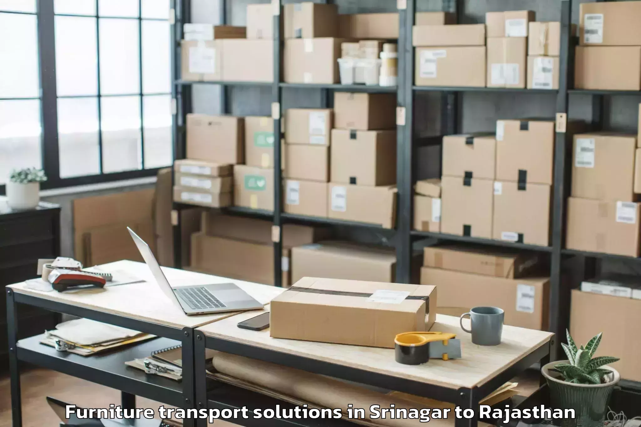 Top Srinagar to Pali Furniture Transport Solutions Available